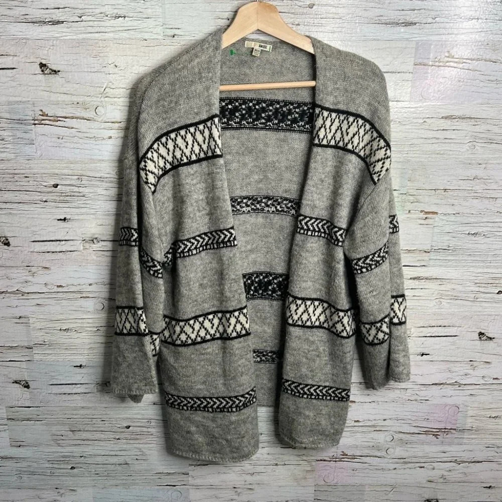 Amuse society cardigan sweater gray black size small